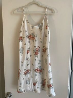 Vintage Y2K Ivory Floral Satin Slip Nightgown